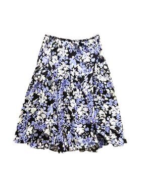 Newsworthy - Y2K Fairycore / Flounce Floral Black, Purple Women's Skirt - Size L